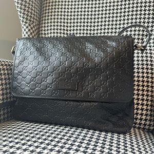 NEW Authentic Gucci Flap Messenger Bag Guccissima Leather Medium